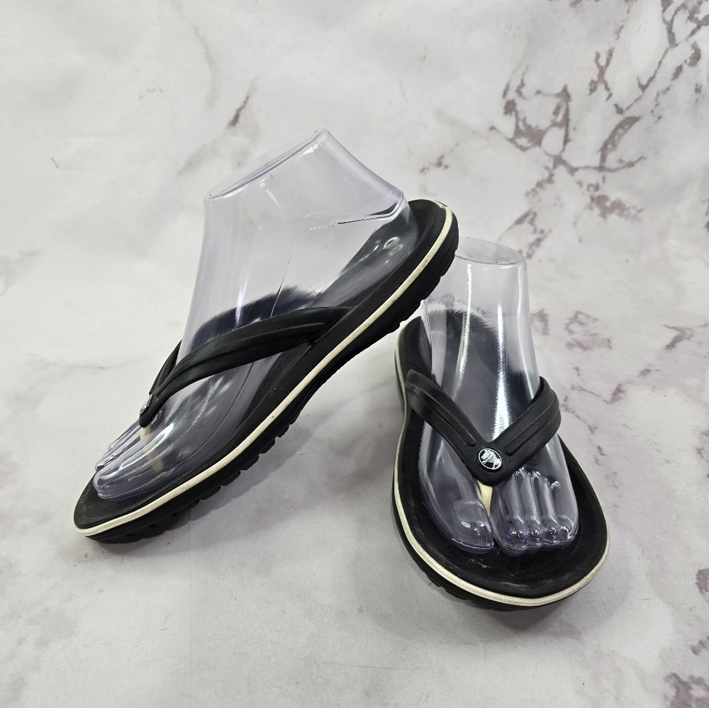 CROCS Black and White Flip Flop Sandals